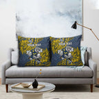 Personalised North Queensland Cowboys Pillow Cover Polynesian Tribal Pattern With Rugby Bull Mascot Art