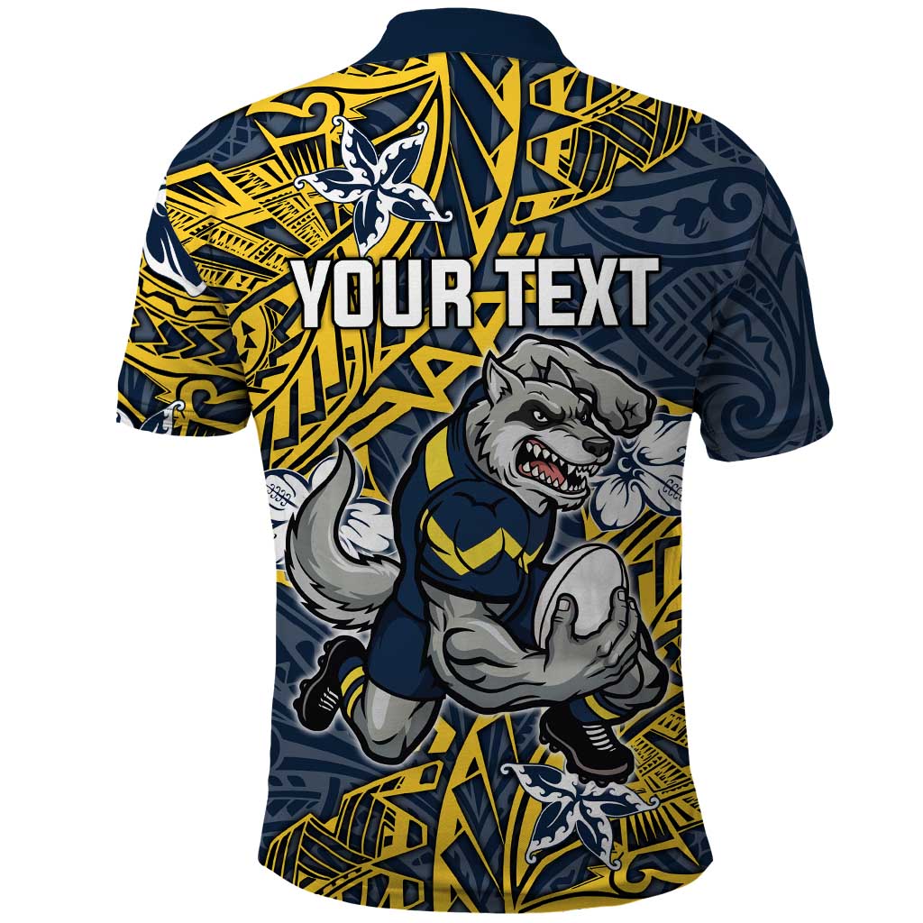 Personalised North Queensland Cowboys Polo Shirt Polynesian Tribal Pattern With Rugby Bull Mascot Art