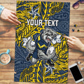 Personalised North Queensland Cowboys Puzzle Polynesian Tribal Pattern With Rugby Bull Mascot Art