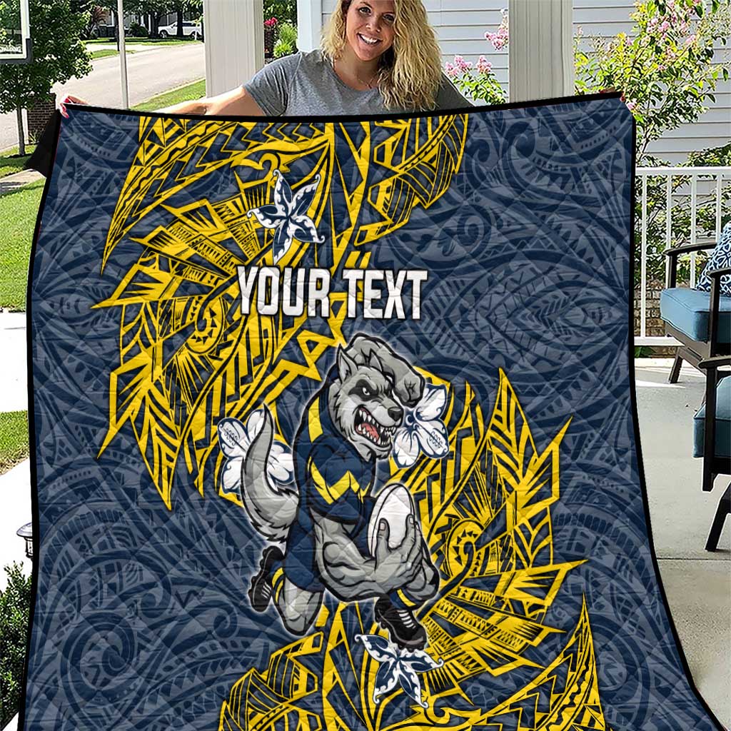 Personalised North Queensland Cowboys Quilt Polynesian Tribal Pattern With Rugby Bull Mascot Art