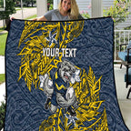Personalised North Queensland Cowboys Quilt Polynesian Tribal Pattern With Rugby Bull Mascot Art