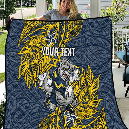Personalised North Queensland Cowboys Quilt Polynesian Tribal Pattern With Rugby Bull Mascot Art