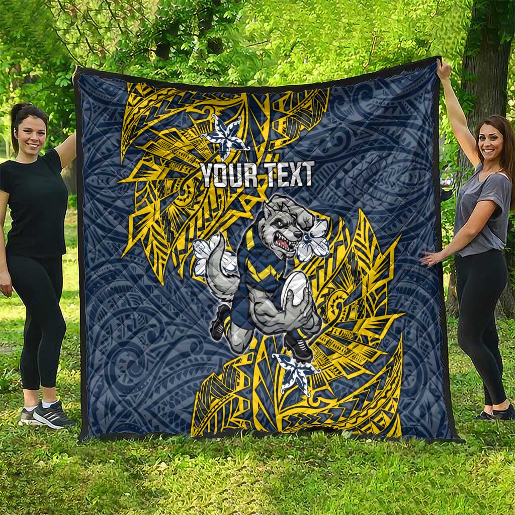 Personalised North Queensland Cowboys Quilt Polynesian Tribal Pattern With Rugby Bull Mascot Art