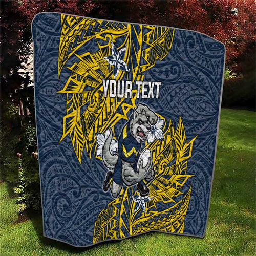 Personalised North Queensland Cowboys Quilt Polynesian Tribal Pattern With Rugby Bull Mascot Art