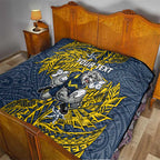 Personalised North Queensland Cowboys Quilt Polynesian Tribal Pattern With Rugby Bull Mascot Art