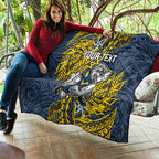 Personalised North Queensland Cowboys Quilt Polynesian Tribal Pattern With Rugby Bull Mascot Art