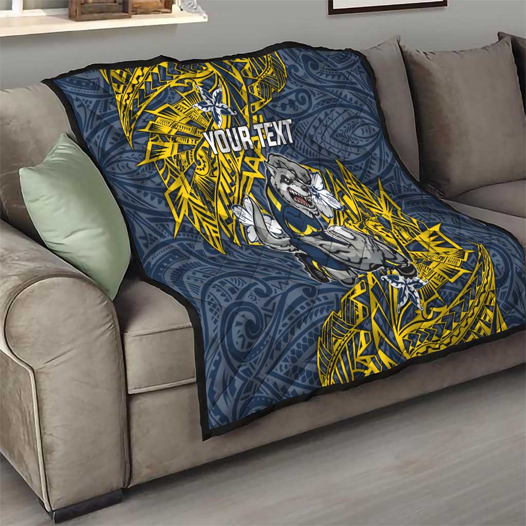 Personalised North Queensland Cowboys Quilt Polynesian Tribal Pattern With Rugby Bull Mascot Art