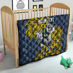 Personalised North Queensland Cowboys Quilt Polynesian Tribal Pattern With Rugby Bull Mascot Art