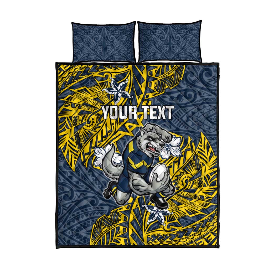 Personalised North Queensland Cowboys Quilt Bed Set Polynesian Tribal Pattern With Rugby Bull Mascot Art