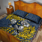 Personalised North Queensland Cowboys Quilt Bed Set Polynesian Tribal Pattern With Rugby Bull Mascot Art
