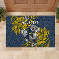 Personalised North Queensland Cowboys Rubber Doormat Polynesian Tribal Pattern With Rugby Bull Mascot Art