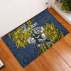 Personalised North Queensland Cowboys Rubber Doormat Polynesian Tribal Pattern With Rugby Bull Mascot Art