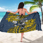 Personalised North Queensland Cowboys Sarong Polynesian Tribal Pattern With Rugby Bull Mascot Art