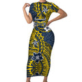 Personalised North Queensland Cowboys Short Sleeve Bodycon Dress Polynesian Tribal Pattern With Rugby Bull Mascot Art