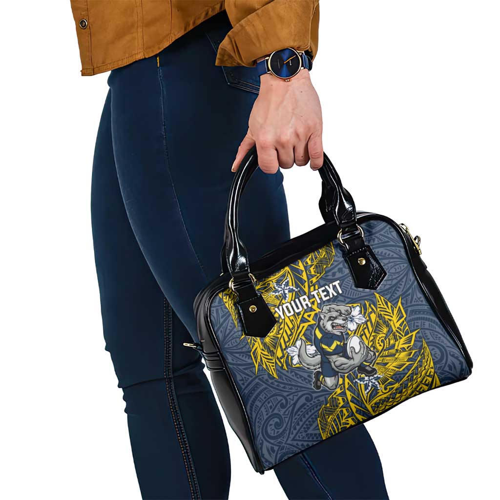 Personalised North Queensland Cowboys Shoulder Handbag Polynesian Tribal Pattern With Rugby Bull Mascot Art