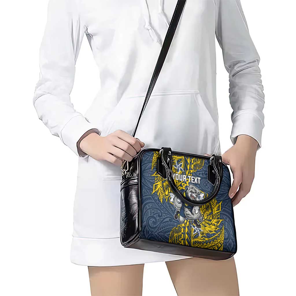 Personalised North Queensland Cowboys Shoulder Handbag Polynesian Tribal Pattern With Rugby Bull Mascot Art