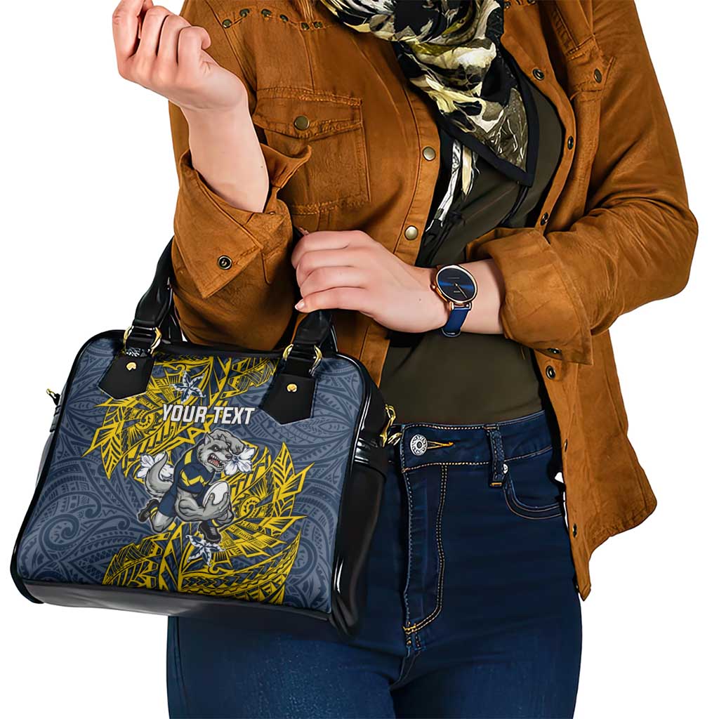 Personalised North Queensland Cowboys Shoulder Handbag Polynesian Tribal Pattern With Rugby Bull Mascot Art