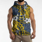 Personalised North Queensland Cowboys Sleeveless Hoodie Polynesian Tribal Pattern With Rugby Bull Mascot Art