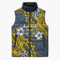 Personalised North Queensland Cowboys Sleeveless Puffer Jacket Polynesian Tribal Pattern With Rugby Bull Mascot Art