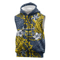 Personalised North Queensland Cowboys Sleeveless Zip Hoodie Polynesian Tribal Pattern With Rugby Bull Mascot Art