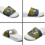 Personalised North Queensland Cowboys Slide Sandals Polynesian Tribal Pattern With Rugby Bull Mascot Art