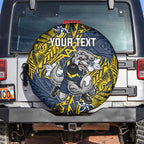 Personalised North Queensland Cowboys Spare Tire Cover Polynesian Tribal Pattern With Rugby Bull Mascot Art