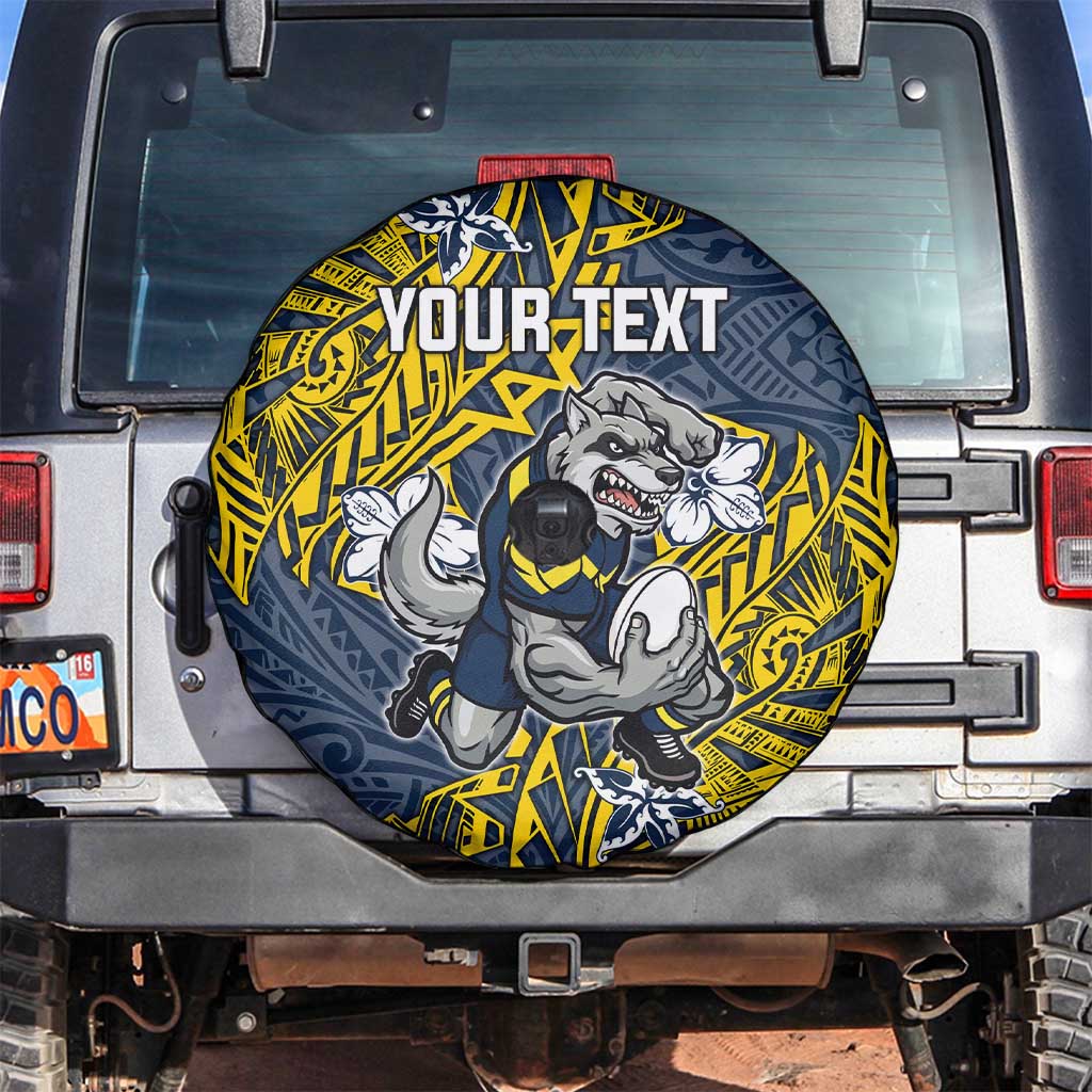 Personalised North Queensland Cowboys Spare Tire Cover Polynesian Tribal Pattern With Rugby Bull Mascot Art