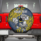Personalised North Queensland Cowboys Spare Tire Cover Polynesian Tribal Pattern With Rugby Bull Mascot Art