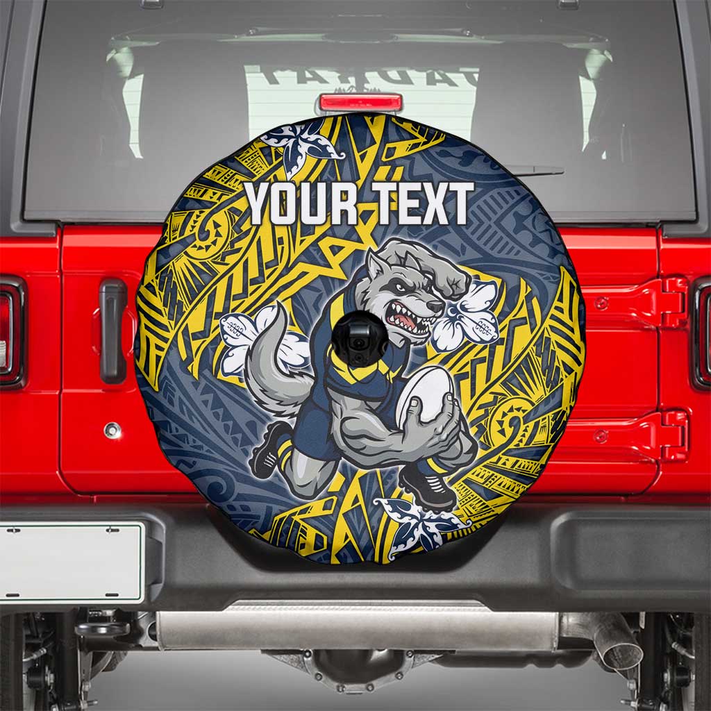 Personalised North Queensland Cowboys Spare Tire Cover Polynesian Tribal Pattern With Rugby Bull Mascot Art