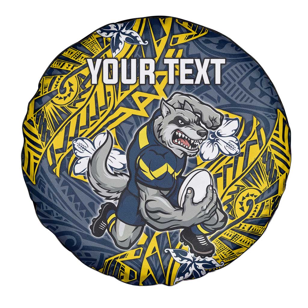 Personalised North Queensland Cowboys Spare Tire Cover Polynesian Tribal Pattern With Rugby Bull Mascot Art