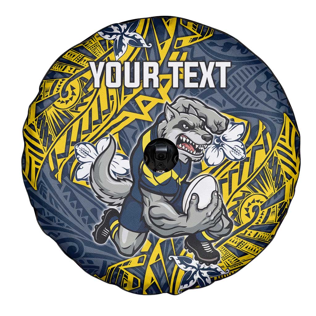Personalised North Queensland Cowboys Spare Tire Cover Polynesian Tribal Pattern With Rugby Bull Mascot Art