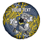 Personalised North Queensland Cowboys Spare Tire Cover Polynesian Tribal Pattern With Rugby Bull Mascot Art