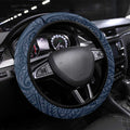 North Queensland Cowboys Steering Wheel Cover Polynesian Tribal Pattern With Rugby Bull Mascot Art