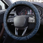 North Queensland Cowboys Steering Wheel Cover Polynesian Tribal Pattern With Rugby Bull Mascot Art