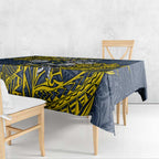 Personalised North Queensland Cowboys Tablecloth Polynesian Tribal Pattern With Rugby Bull Mascot Art