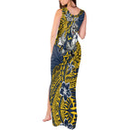 Personalised North Queensland Cowboys Tank Maxi Dress Polynesian Tribal Pattern With Rugby Bull Mascot Art