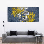 Personalised North Queensland Cowboys Tapestry Polynesian Tribal Pattern With Rugby Bull Mascot Art