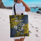 Personalised North Queensland Cowboys Tote Bag Polynesian Tribal Pattern With Rugby Bull Mascot Art