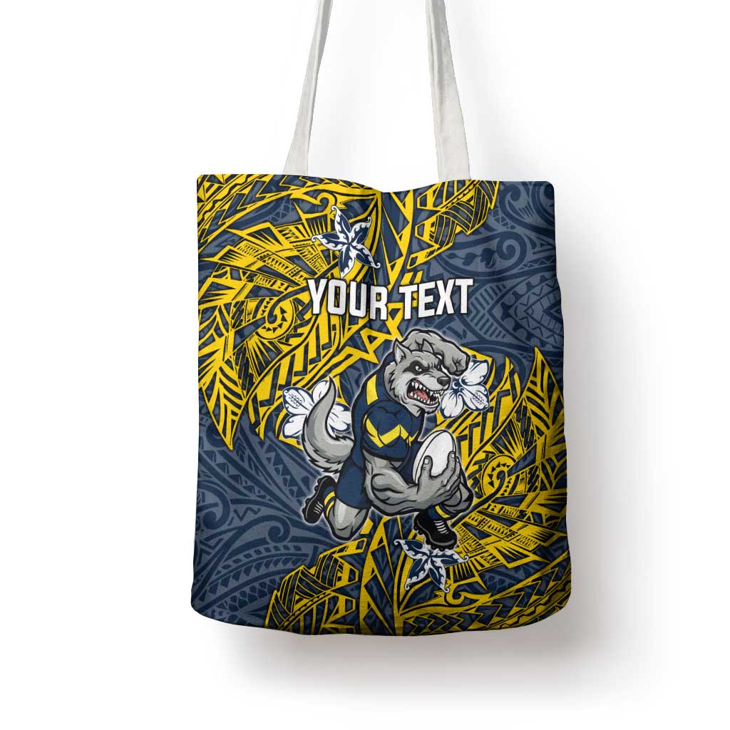 Personalised North Queensland Cowboys Tote Bag Polynesian Tribal Pattern With Rugby Bull Mascot Art