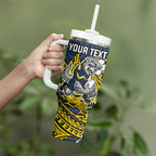 Personalised North Queensland Cowboys Tumbler With Handle Polynesian Tribal Pattern With Rugby Bull Mascot Art