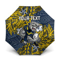 Personalised North Queensland Cowboys Umbrella Polynesian Tribal Pattern With Rugby Bull Mascot Art