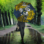 Personalised North Queensland Cowboys Umbrella Polynesian Tribal Pattern With Rugby Bull Mascot Art
