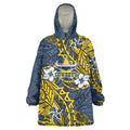 Personalised North Queensland Cowboys Wearable Blanket Hoodie Polynesian Tribal Pattern With Rugby Bull Mascot Art