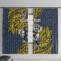 Personalised North Queensland Cowboys Window Curtain Polynesian Tribal Pattern With Rugby Bull Mascot Art