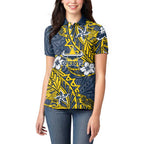 Personalised North Queensland Cowboys Women Polo Shirt Polynesian Tribal Pattern With Rugby Bull Mascot Art