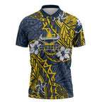 Personalised North Queensland Cowboys Zipper Polo Shirt Polynesian Tribal Pattern With Rugby Bull Mascot Art