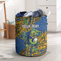 Personalised Parramatta Eels Laundry Basket Polynesian Tribal Pattern With Rugby Eel Mascot Art