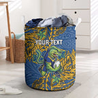 Personalised Parramatta Eels Laundry Basket Polynesian Tribal Pattern With Rugby Eel Mascot Art