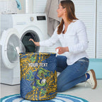 Personalised Parramatta Eels Laundry Basket Polynesian Tribal Pattern With Rugby Eel Mascot Art