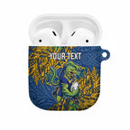 Personalised Parramatta Eels AirPods Case Polynesian Tribal Pattern With Rugby Eel Mascot Art
